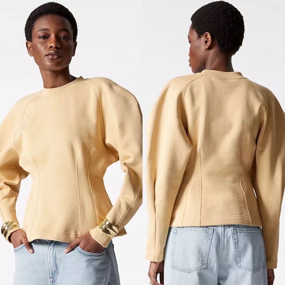 NWOT & Other Stories Volume Sleeve Sweatshirt Butter Yellow Size Small $140